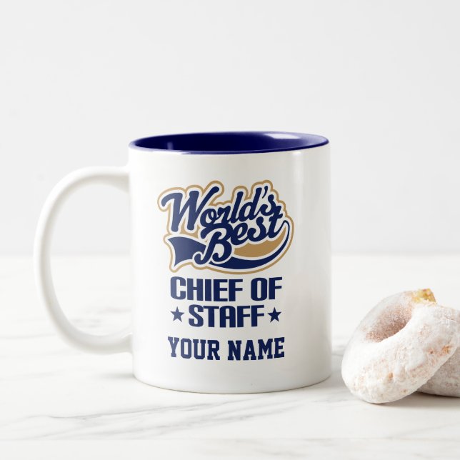 Tasse 2 Couleurs Merci Cadeau Idée pour chef d'état-major (Avec donut)