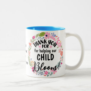 Tasse 2 Couleurs Merci d'aider notre enfant Bloom cadeau enseignant
