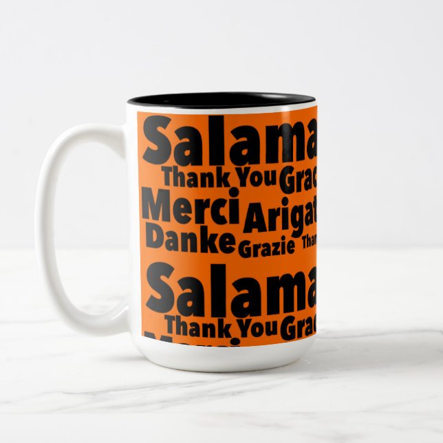 Tasse 2 Couleurs Merci De 6 Pays Imprimer Nouveauté : Salamat (Gauche)