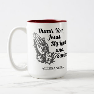 Tasse 2 Couleurs Merci Jésus Mon Seigneur et la prière du Sauveur M