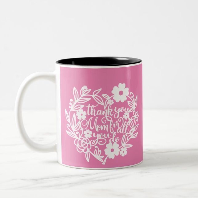 Tasse 2 Couleurs Merci Maman Pour Tout Ce Que Tu Fais (Gauche)