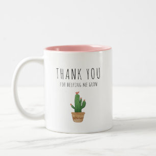 Tasse 2 Couleurs Merci pour m'aider à grandir, cactus rose