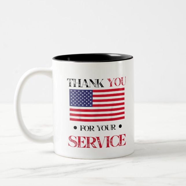 Tasse 2 Couleurs Merci Pour Votre Service American Flag (Gauche)