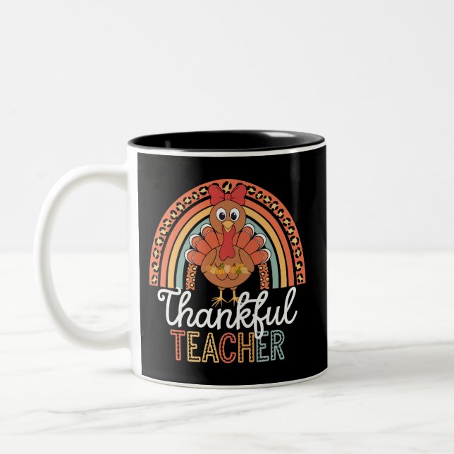 Tasse 2 Couleurs Merci Professeur Béni Thanksgiving School (Gauche)