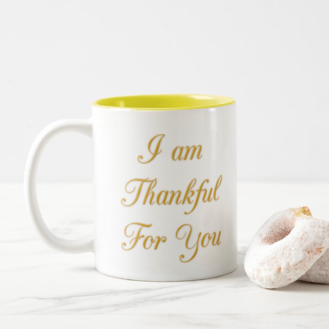 Tasse 2 Couleurs Merci Texte Citation Art Design d'impression (Avec donut)
