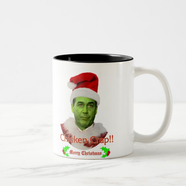 Tasse 2 Couleurs Merde Grinch de poulet (Droit)