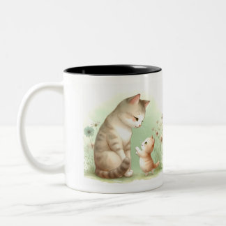 Tasse 2 Couleurs Mère Chat et Kitten : Un moment de réconfortant Mu