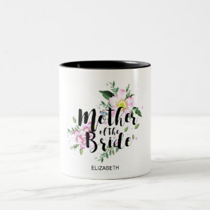 Tasse 2 Couleurs Mère du Mariage d'aquarelle rose de la mariée