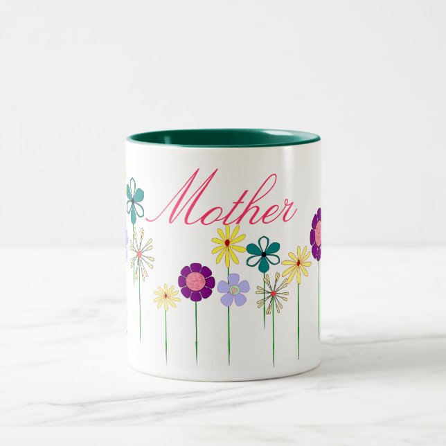 Tasse 2 Couleurs Mère - fleurs lumineuses pour elle (Centre)