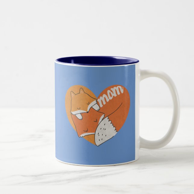 Tasse 2 Couleurs Mère Fox et bébé Fox amour (Droit)