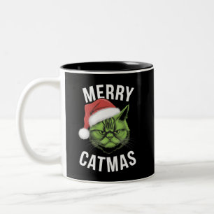 Tasse 2 Couleurs Merry Catmas Funny Amoureux de les chats Noël