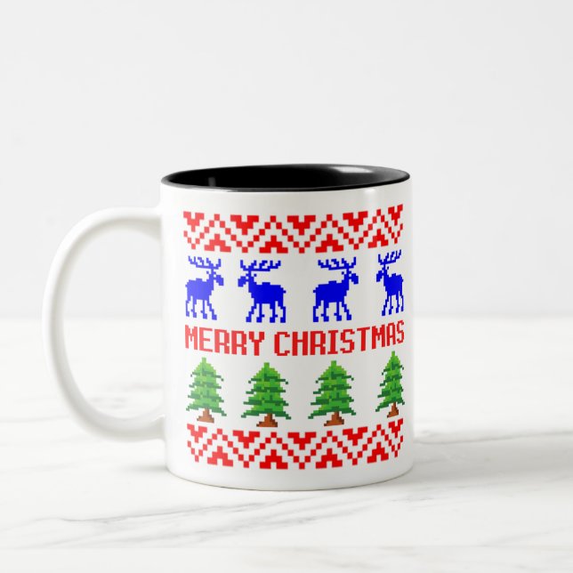 Tasse 2 Couleurs Merry Christmas Ugly Sweater (Gauche)