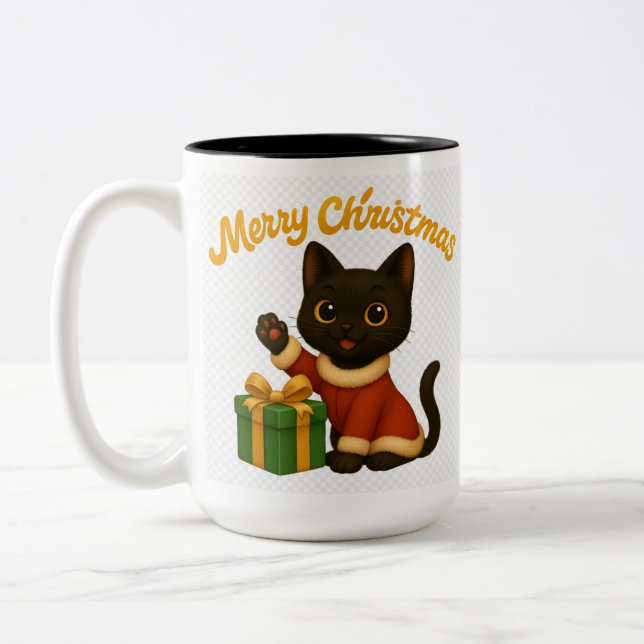 Tasse 2 Couleurs Merry Christmas with Emi the Black Cat (Gauche)