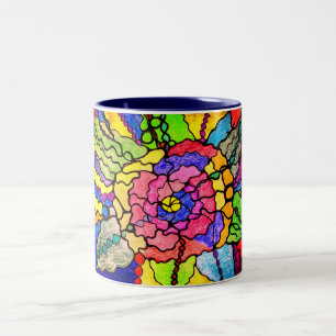 Tasse 2 Couleurs Merveilleuse Fleur Abstrait Art Moderne