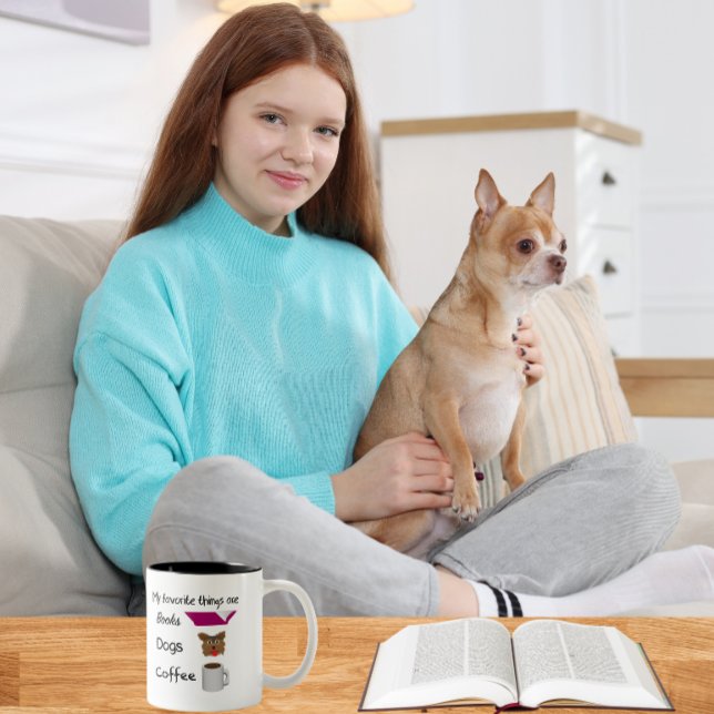 Tasse 2 Couleurs Mes choses préférées Livres, Chiens, Café (Créateur téléchargé)