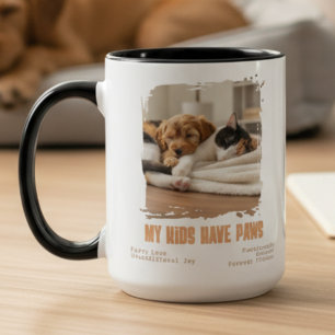 Tasse 2 Couleurs Mes Enfants Ont Des Pattes Photo Sauvetage Parent 