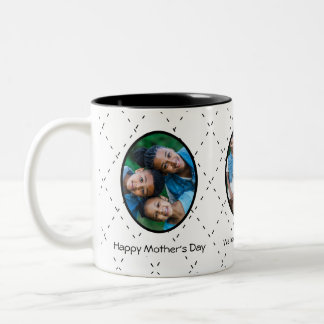 Tasse 2 Couleurs Message pour maman avec des photos en noir et blan