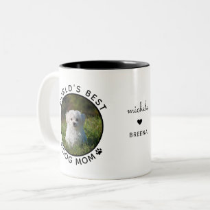 Tasse 2 Couleurs Mete World's Best Dog Mom Nom personnalisé Photo