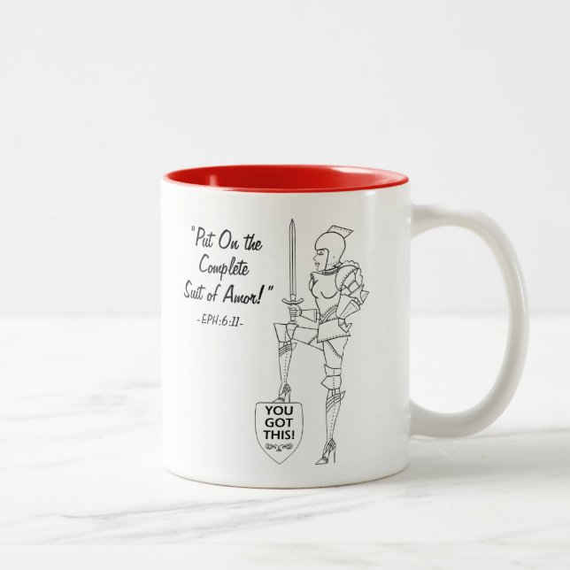 Tasse 2 Couleurs "Mettez l'armure complète"  Café à deux tons (Droit)
