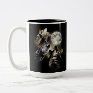 Tasse 2 Couleurs Meute de Loups Hurlement Pleine Lune