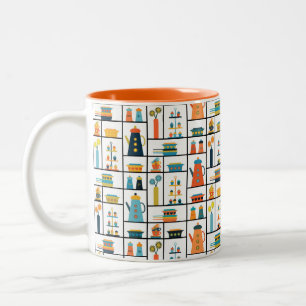 Tasse 2 Couleurs Mi-siècle Moderne Rétro Élégants Tablettes De Cuis