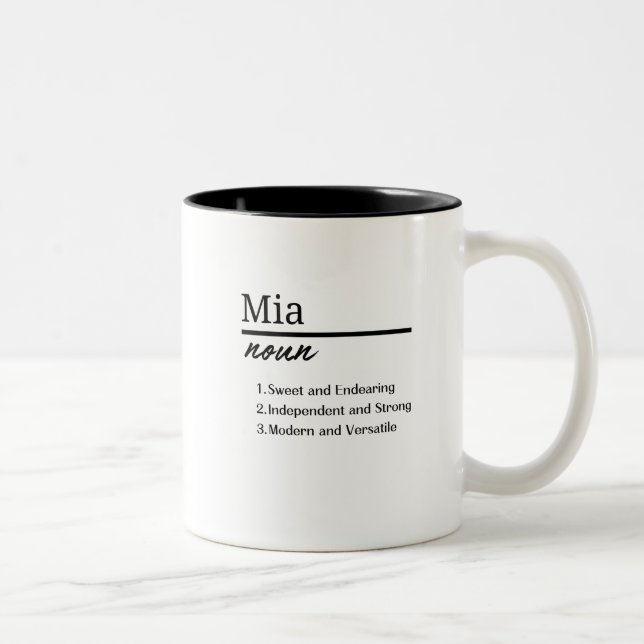 Tasse 2 Couleurs Mia, Fille Définition Personnalisée Du Nom (Droit)