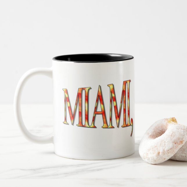 Tasse 2 Couleurs Miami, Floride - Jaune/Orange (Avec donut)