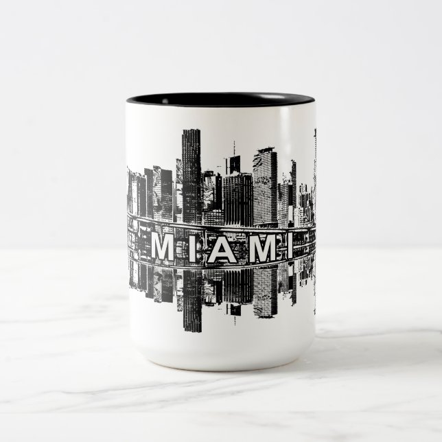 Tasse 2 Couleurs Miami, Floride skyline en noir (Centre)