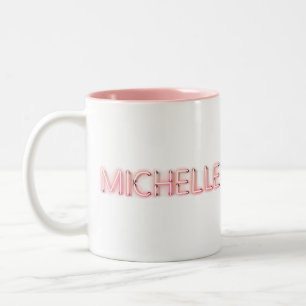 Tasse 2 Couleurs Michelle nom dans lumière néon brillante nouveauté