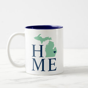 Tasse 2 Couleurs Michigan Maison Mint et Cœur de ville personnalisé