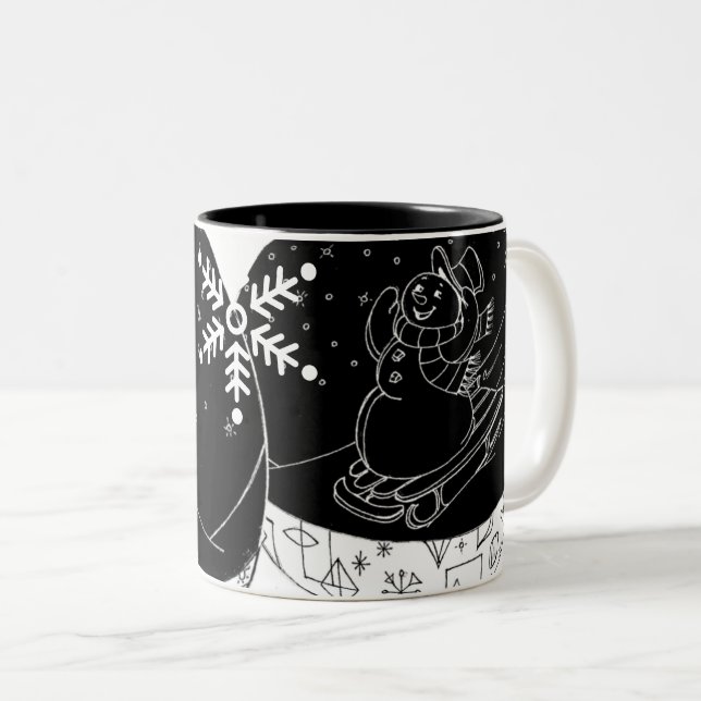 Tasse 2 Couleurs Midnight Snowman  (Devant droit)