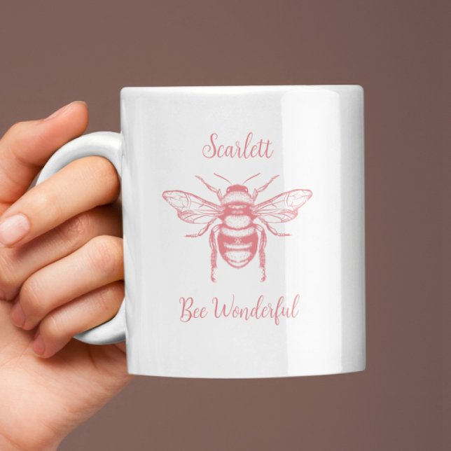 Tasse 2 Couleurs Miel Abeille rose blanc Personnaliser la pâte à ca (Créateur téléchargé)