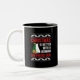 Tasse 2 Couleurs Mieux avec le berger allemand - T-shirts de Noël