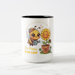 Tasse 2 Couleurs Mignon abeille Kawaii arrosant un tournesol Abeill