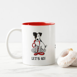 Tasse 2 Couleurs Mignon Allons-y ! Jack Russell Terrier (tri-couleu