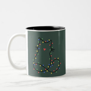 Tasse 2 Couleurs Mignon Chat Noël Chat Maman Drôle Noël Amateur De 