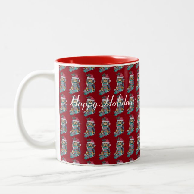 Tasse 2 Couleurs mignon chien chiot habillé pour noël (Gauche)