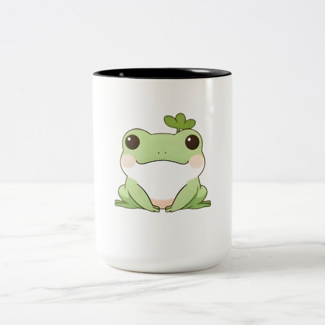 Tasse 2 Couleurs Mignon Dessin Simple de Grenouille Chibi de Style  (Centre)