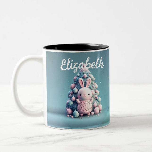 Tasse 2 Couleurs Mignon, drôle, lapin, style kawaii (Gauche)