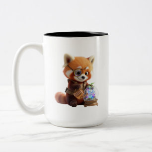 Tasse 2 Couleurs Mignon illustrateur de botaniste Red Panda steampu