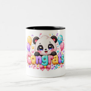 Tasse 2 Couleurs Mignon Kawaii Félicitations Panda Nom Pastel Rose 