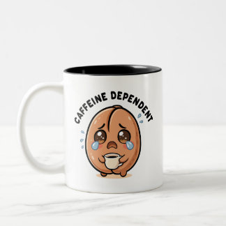Tasse 2 Couleurs Mignon Kawaii Haricot de Café en Larmes Dépendant