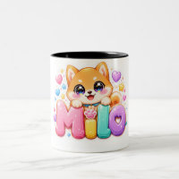 Mignon Kawaii Milo Nom de Chien Rose Pastel Paille