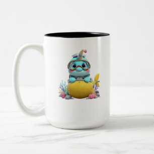 Tasse 2 Couleurs Mignon narval marin cartoon 3D sous-marin deux ton
