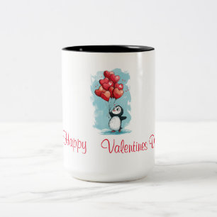 Tasse 2 Couleurs mignon pingouin amoureux pour la Saint-Valentin av