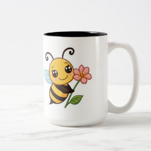 Tasse 2 Couleurs Mignon PNG d'abeille - Conception d'abeille Kawaii