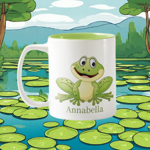 Tasse 2 Couleurs Mignonne ajouter nom grenouille amoureux