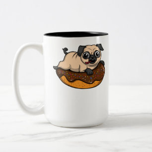 Tasse 2 Couleurs Mignonne Chien Carlin équitation Donut Funny Anima
