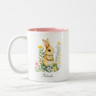 Tasse 2 Couleurs Mignonne Lapin de Pâques & Coeur Personnalisé