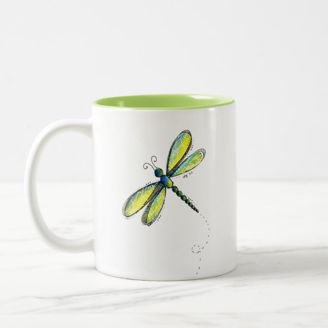 Tasse 2 Couleurs Mignonne libellule en gros (Gauche)